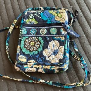 Vera Bradley Floral Crossbody Bag - Blue and Tan